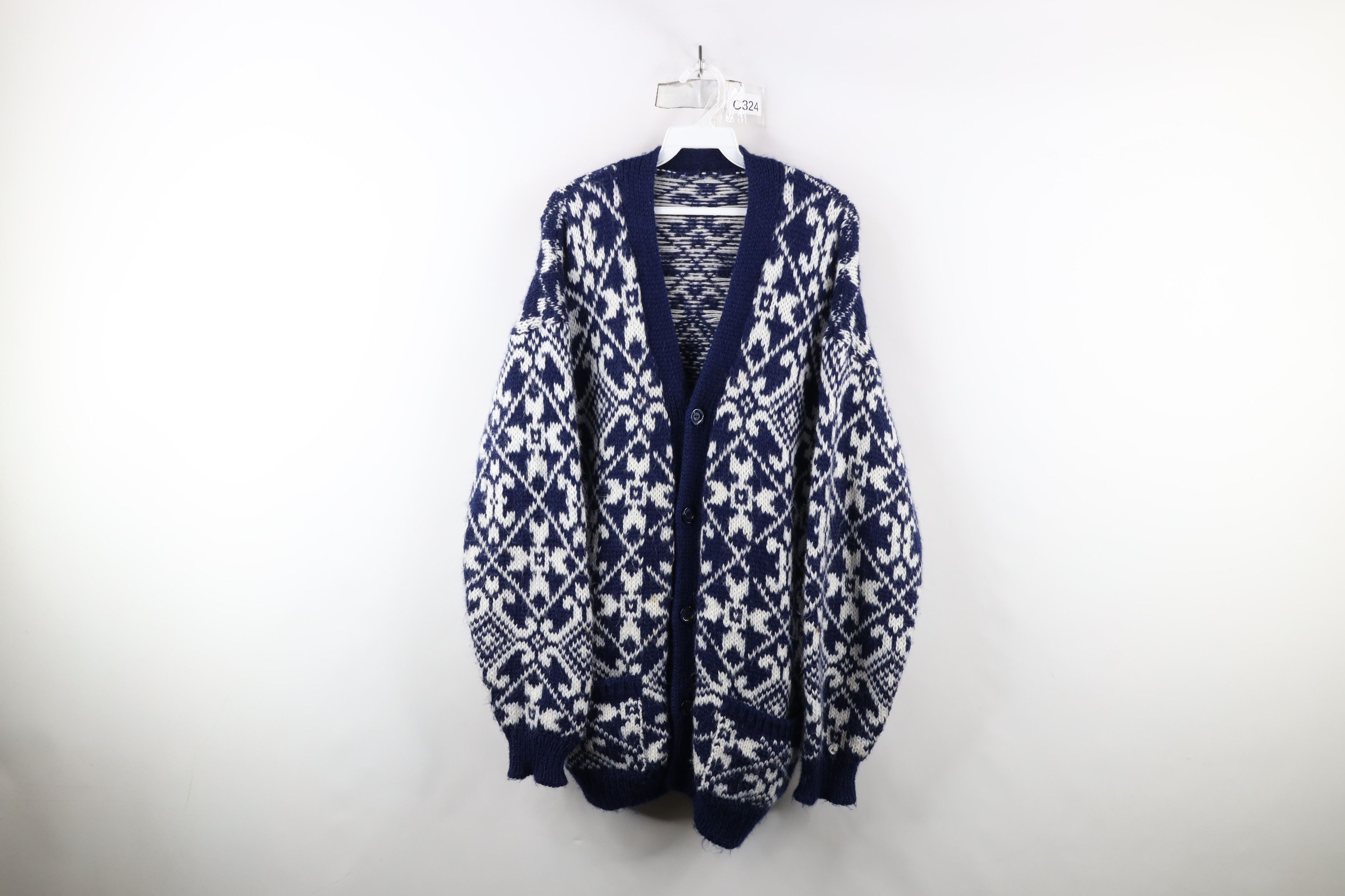 Vintage Vintage 90s Streetwear Crochet Knit Cardigan Sweater Size US L / EU 52-54 / 3 - 1 Thumbnail