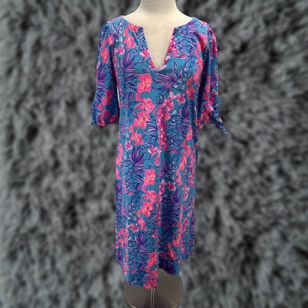 Lilly Pulitzer Lilly Pulitzer Easley Dress Sz Large Orchid Oasis Cotton Shift Size L / US 10 / IT 46 - 1 Thumbnail