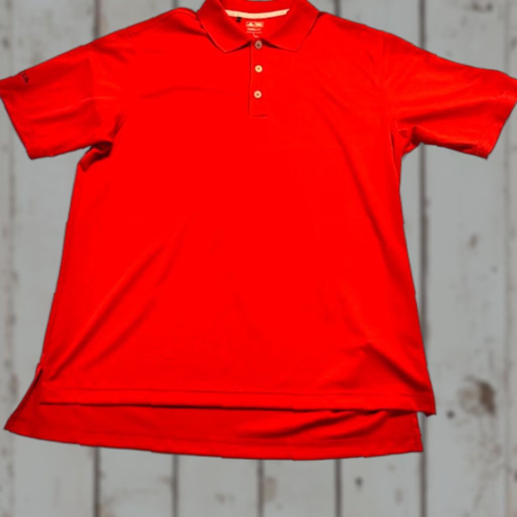 Adidas Adidas Golf Polo Shirt Polo Short Sleeve L Red Adidas Climalite Men’s Slim Regular Fit 100% Polyester Solid Red Size US L / EU 52-54 / 3 - 1 Thumbnail