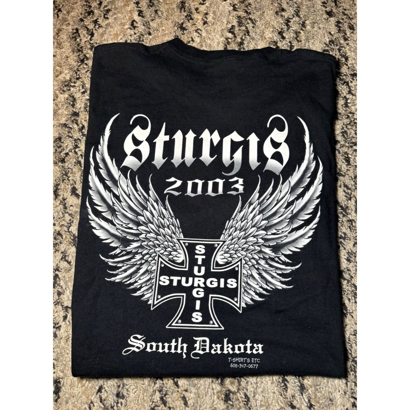 Vintage VINTAGE Sturgis Motorcycle T-Shirt L Black Iron Cross Flame Mens Size US L / EU 52-54 / 3 - 2 Thumbnail