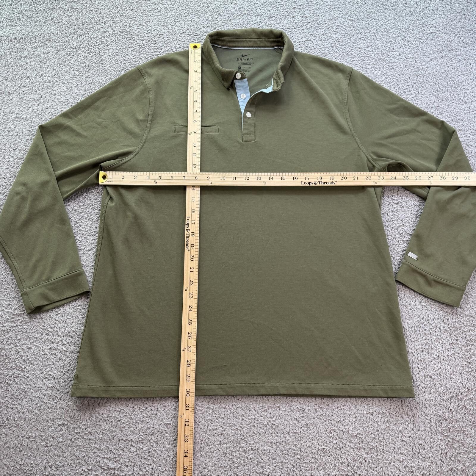 Nike Nike Dri-FIT Long Sleeve Polo Shirt Olive Green XL Golf Size US XL / EU 56 / 4 - 3 Thumbnail