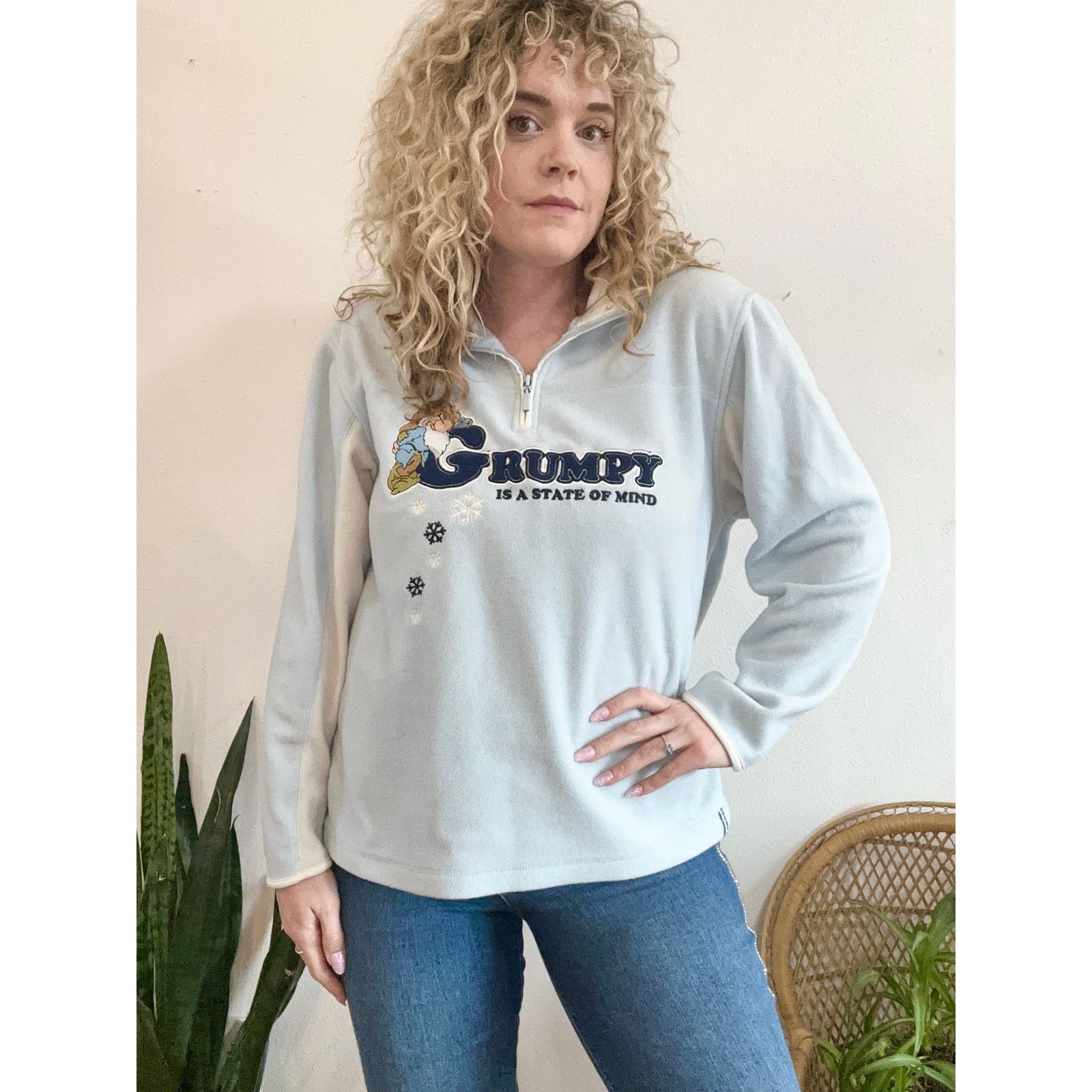 Disney Y2K Grumpy is a State of Mind Half Zip Fleece Size XL / US 12-14 / IT 48-50 - 1 Thumbnail