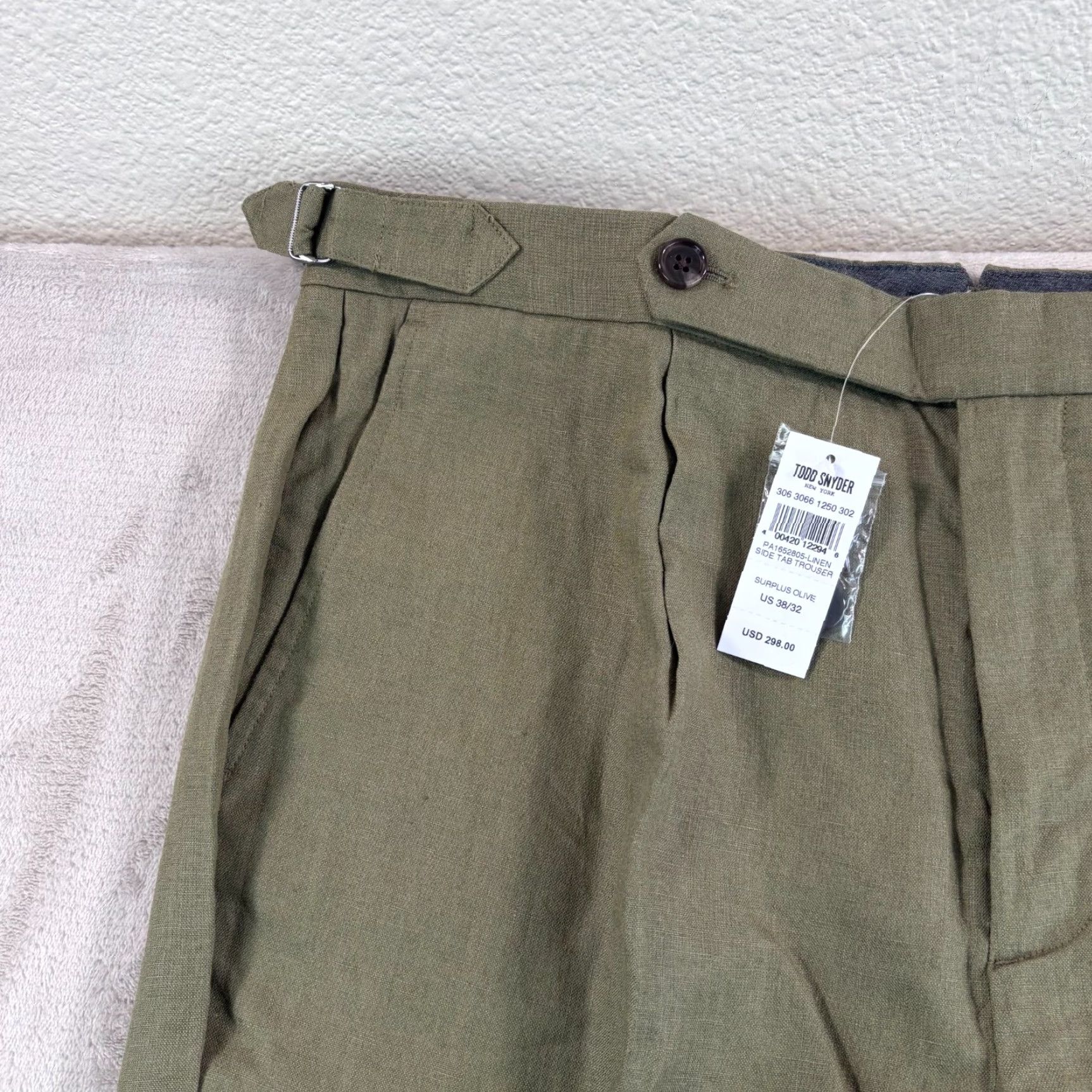 Todd Snyder Todd Snyder Irish 100% Linen Side Tab Trouser Surplus Olive Men 38x32 NWT 98 Size US 38 / EU 54 - 3 Thumbnail