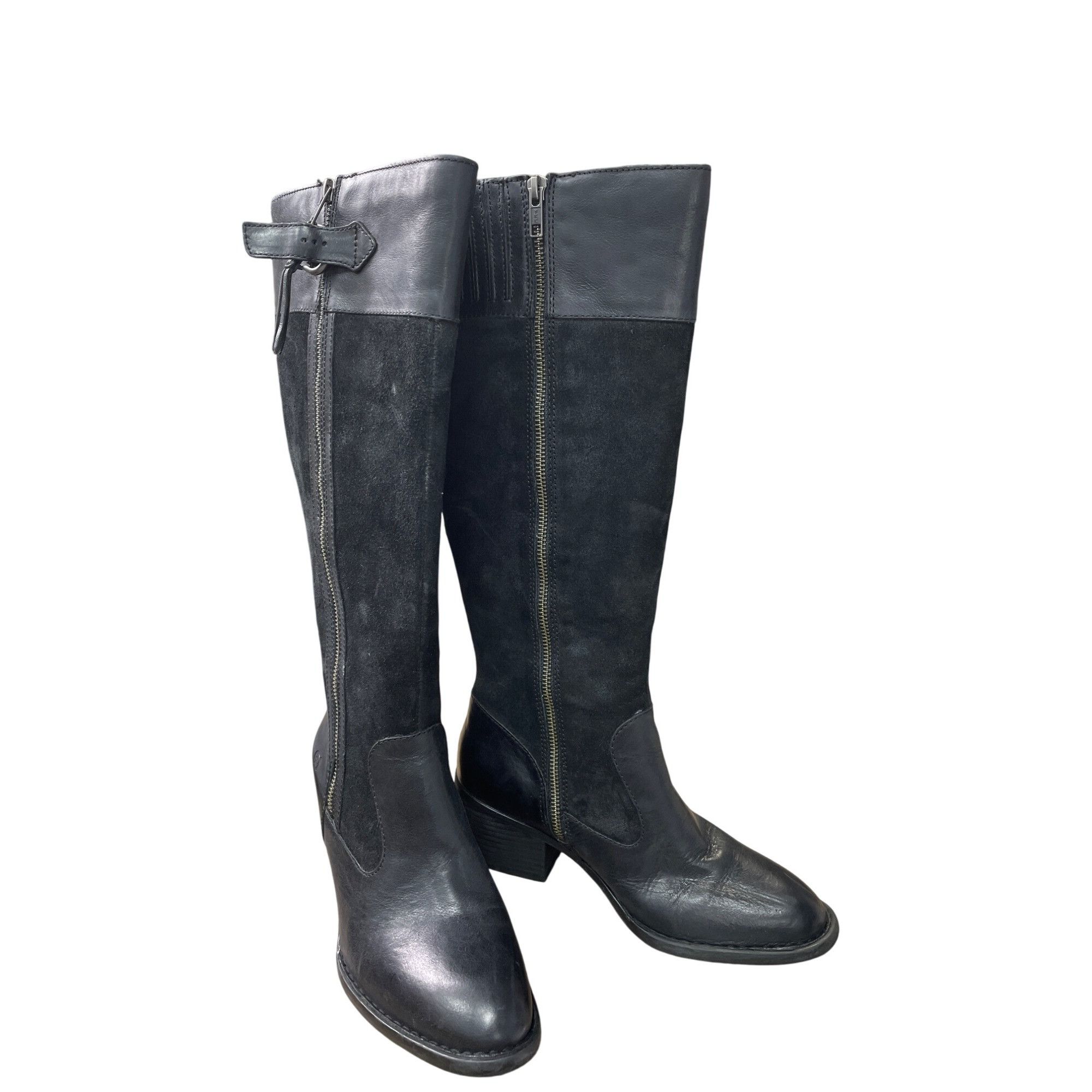 Born Born Womens Black Leather Suede Knee High Boots Size 7M SKU Size US 7 / IT 37 - 15 Thumbnail