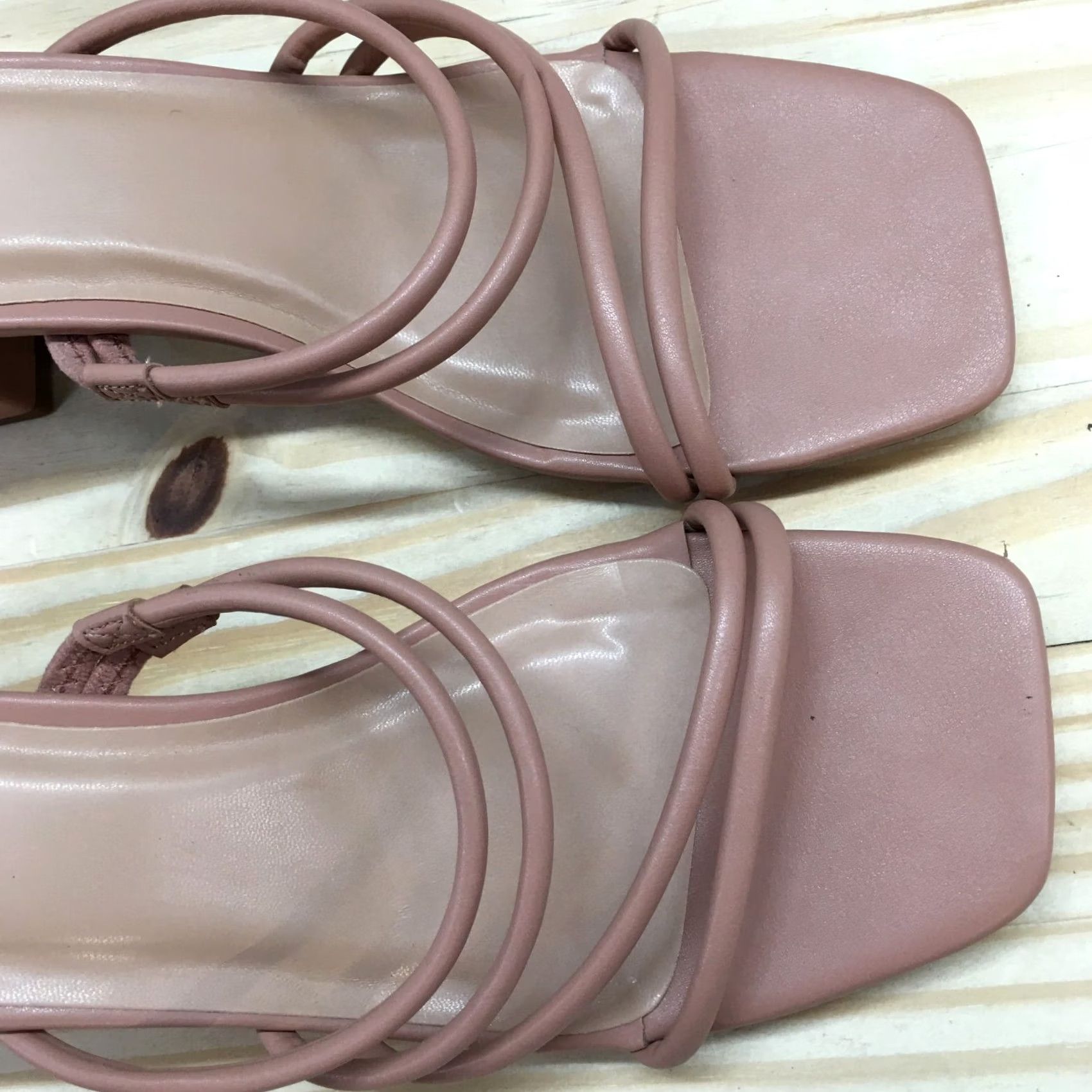 Vintage A New Day Blakely Sandals Womens 9.5 Beige Slide Heels ZStrap Pink Beige Casual Block 3 in Womens Shoes Size US 10 / IT 40 - 6 Thumbnail