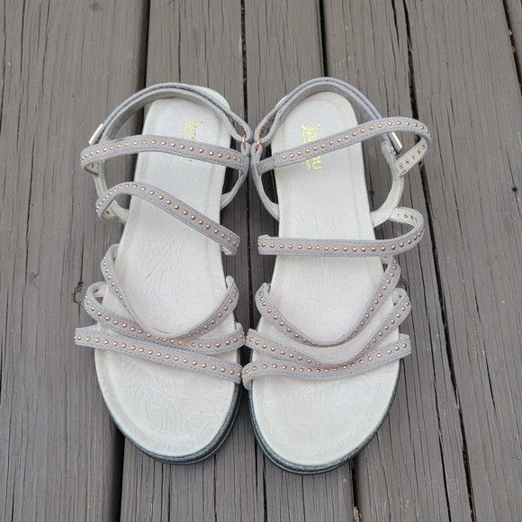 Other Jambu Elegance Gray Leather Strappy Gladiator Rose Gold Stud Size US 8 / IT 38 - 5 Thumbnail