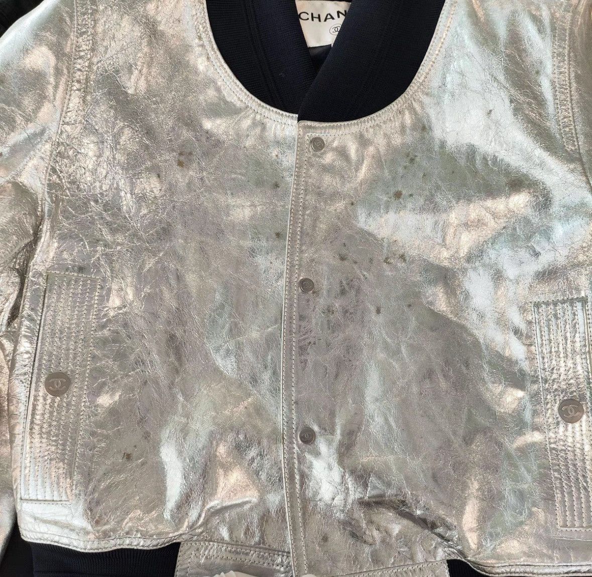 Chanel Chanel Silver pleated bomber jacket 2504-Nextarrow Size XS / US 0-2 / IT 36-38 - 5 Thumbnail