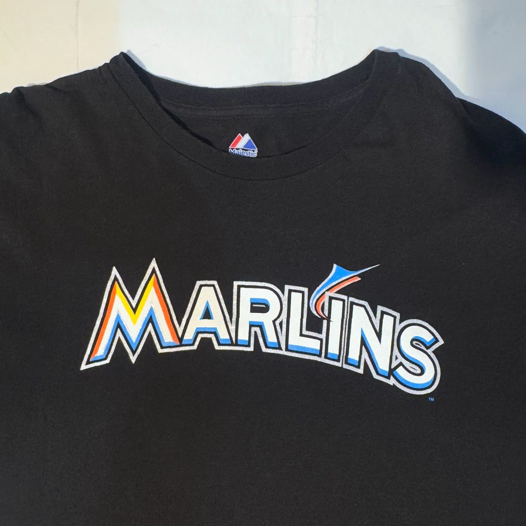 MLB Majestic MLB Miami Marlins Black Graphic Sports T-Shirt 2XL Men Short Sleeve Logo Shirt Size US XXL / EU 58 / 5 - 2 Thumbnail