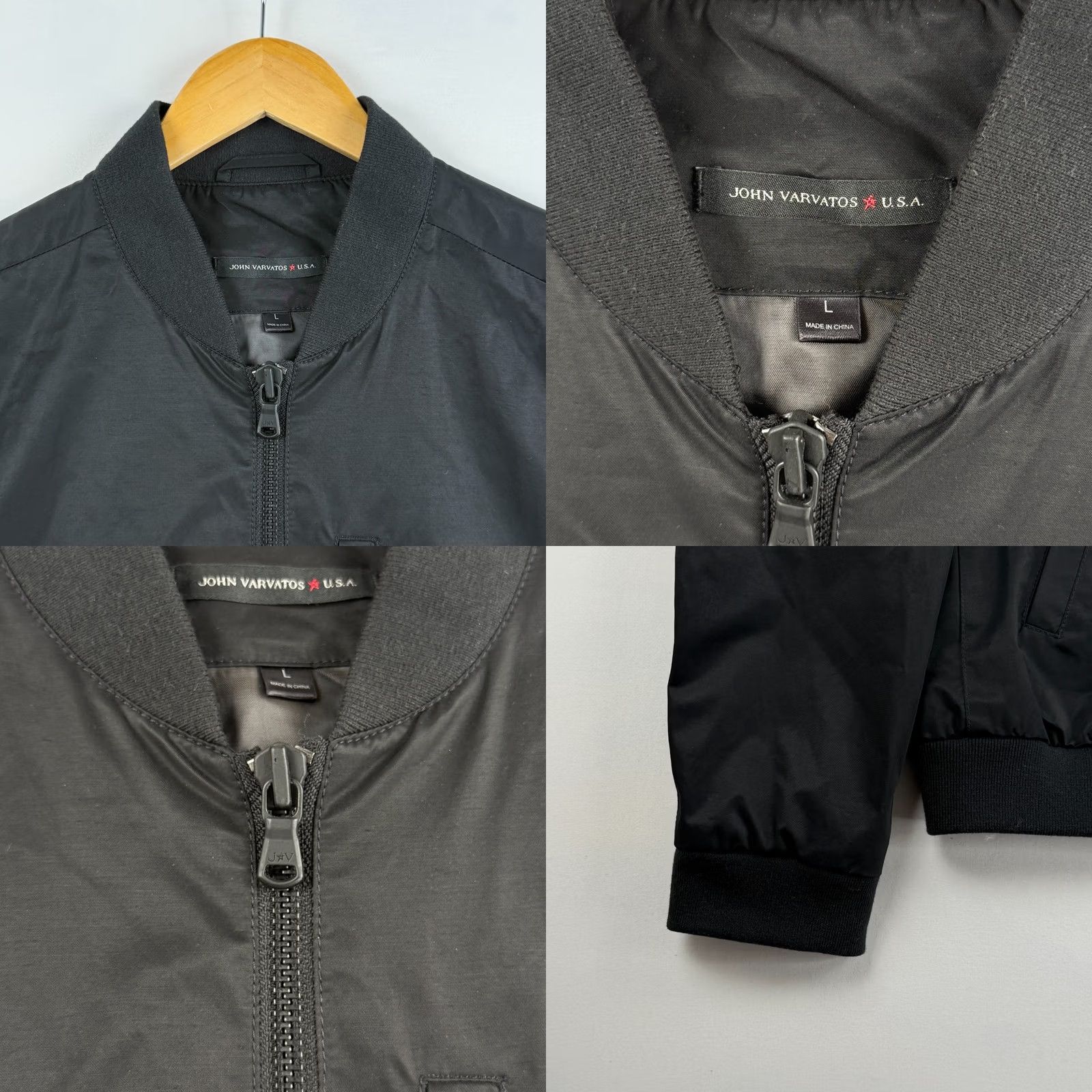 John Varvatos John Varvatos USA Mens Large Bomber Jacket Full Zip Black Nylon Cotton Size US L / EU 52-54 / 3 - 8 Thumbnail