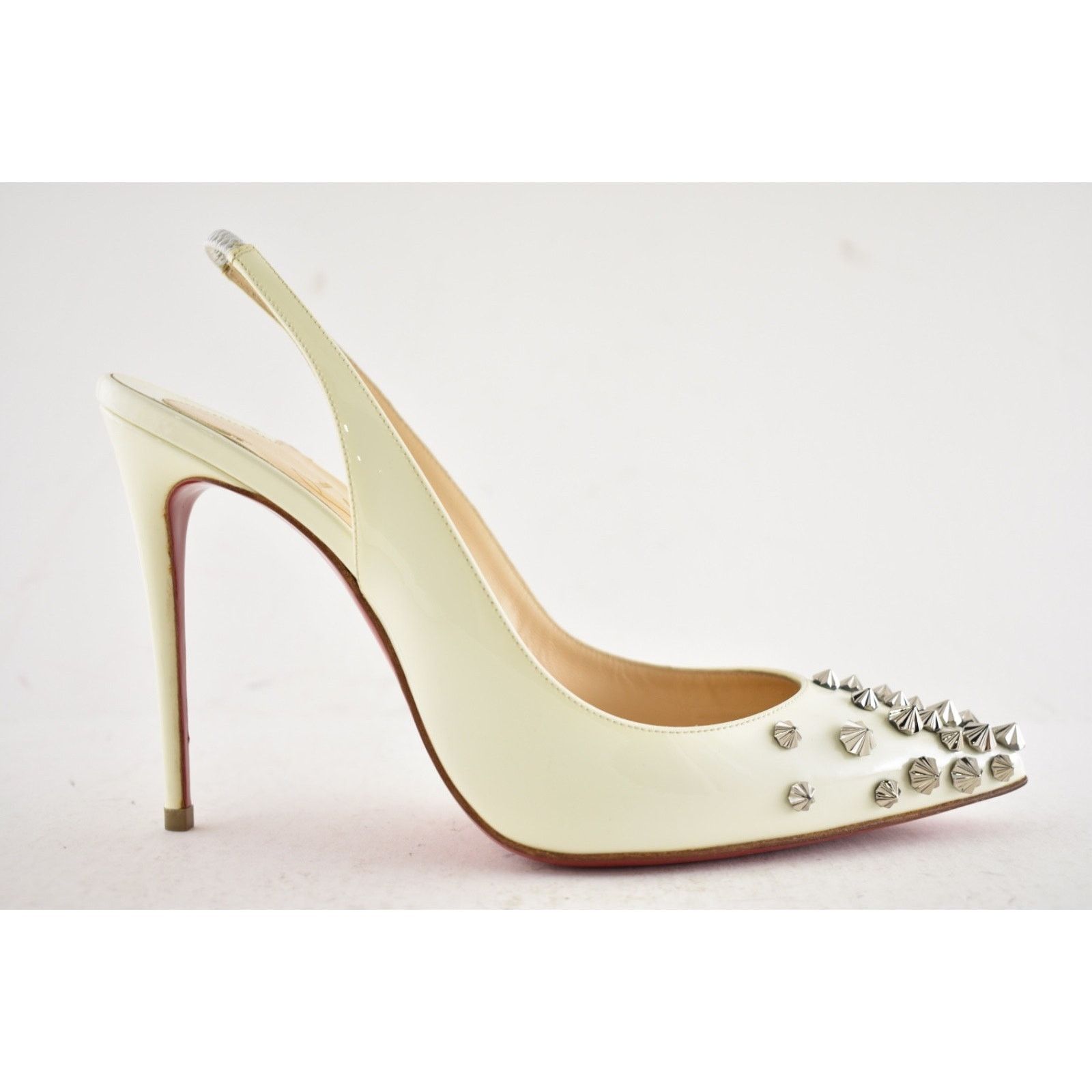 Christian Louboutin Christian Louboutin Drama Sling 100 Latte White Slingback Size US 6.5 / IT 36.5 - 2 Thumbnail