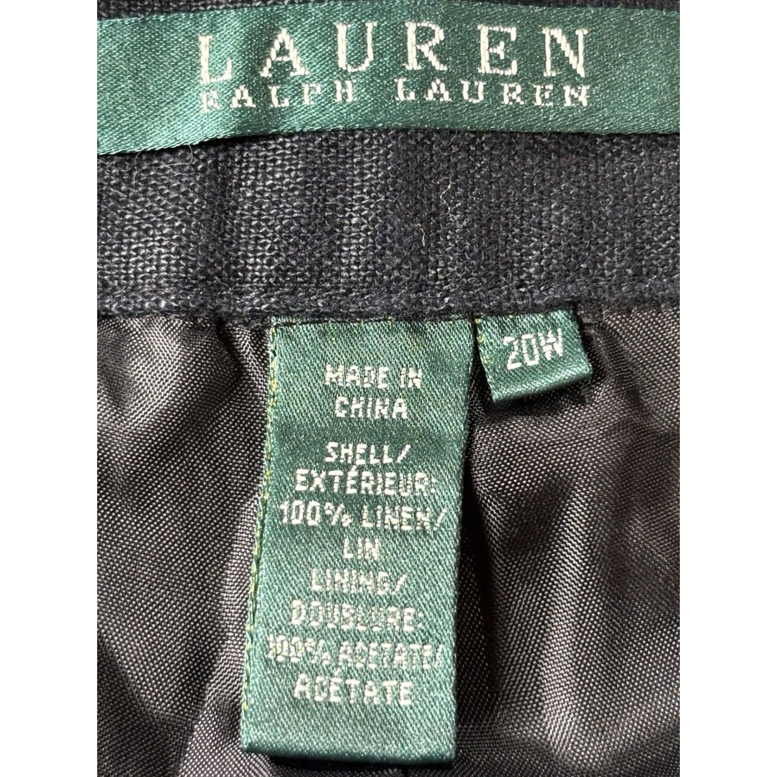 Ralph Lauren NEW Lauren Ralph Lauren Plus Size 20W Black Linen Dress Pants Slacks Belted Womens Classic Size 42" / US 20 - 7 Thumbnail