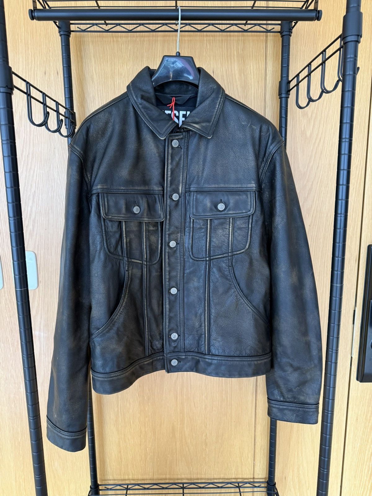 Diesel DIESEL LEATHER JACKET L-RILEY GIACCA Size US L / EU 52-54 / 3 - 1 Thumbnail