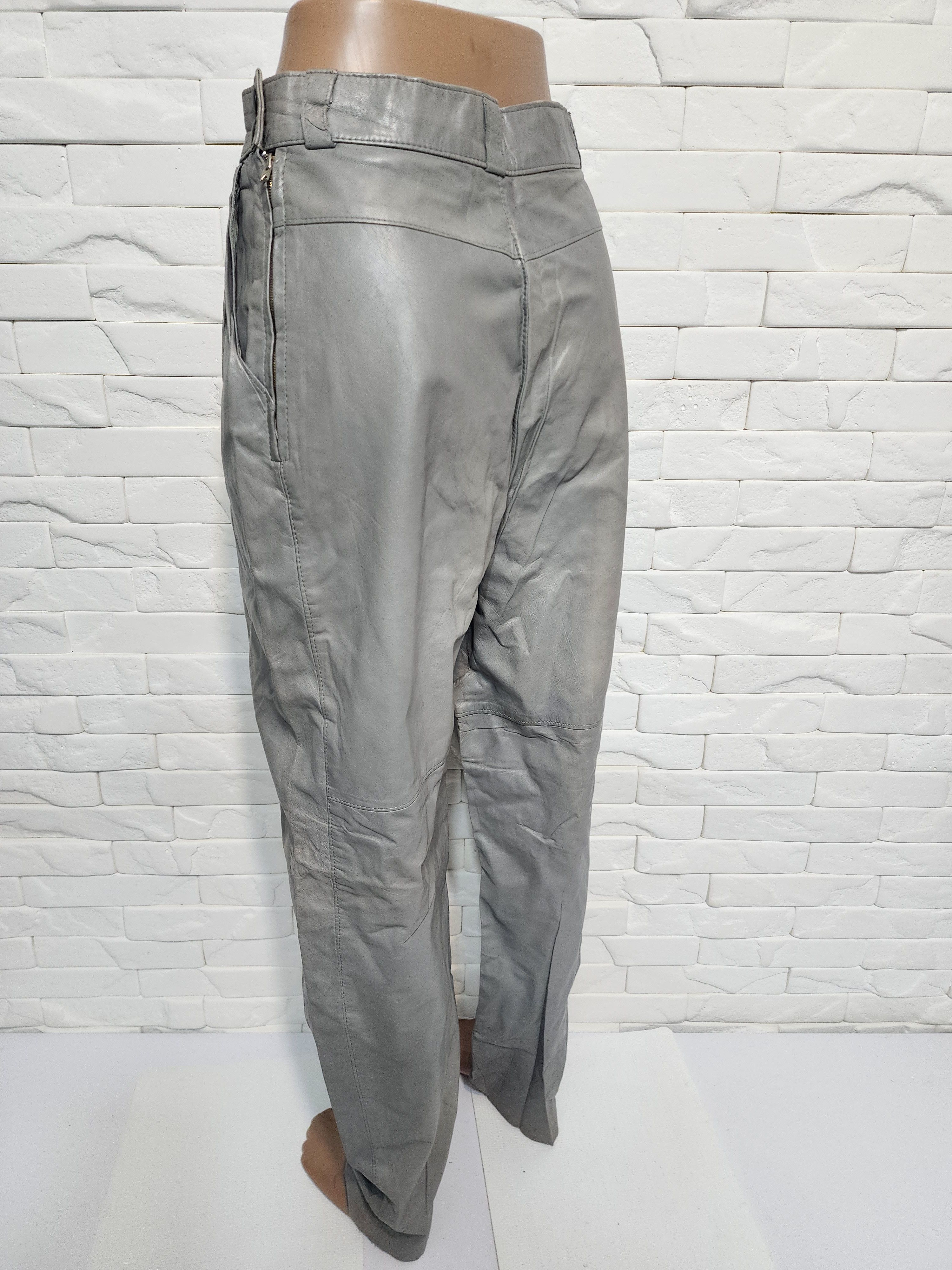 Genuine Leather Gray Women's Leather Pants. Size 27" / US 4 / IT 40 - 5 Thumbnail