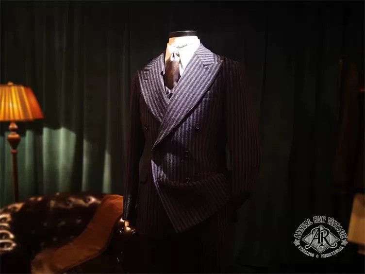 Vintage British Vintage Double-Breasted Striped Tweed Blazer Size US L / EU 52-54 / 3 - 1 Thumbnail