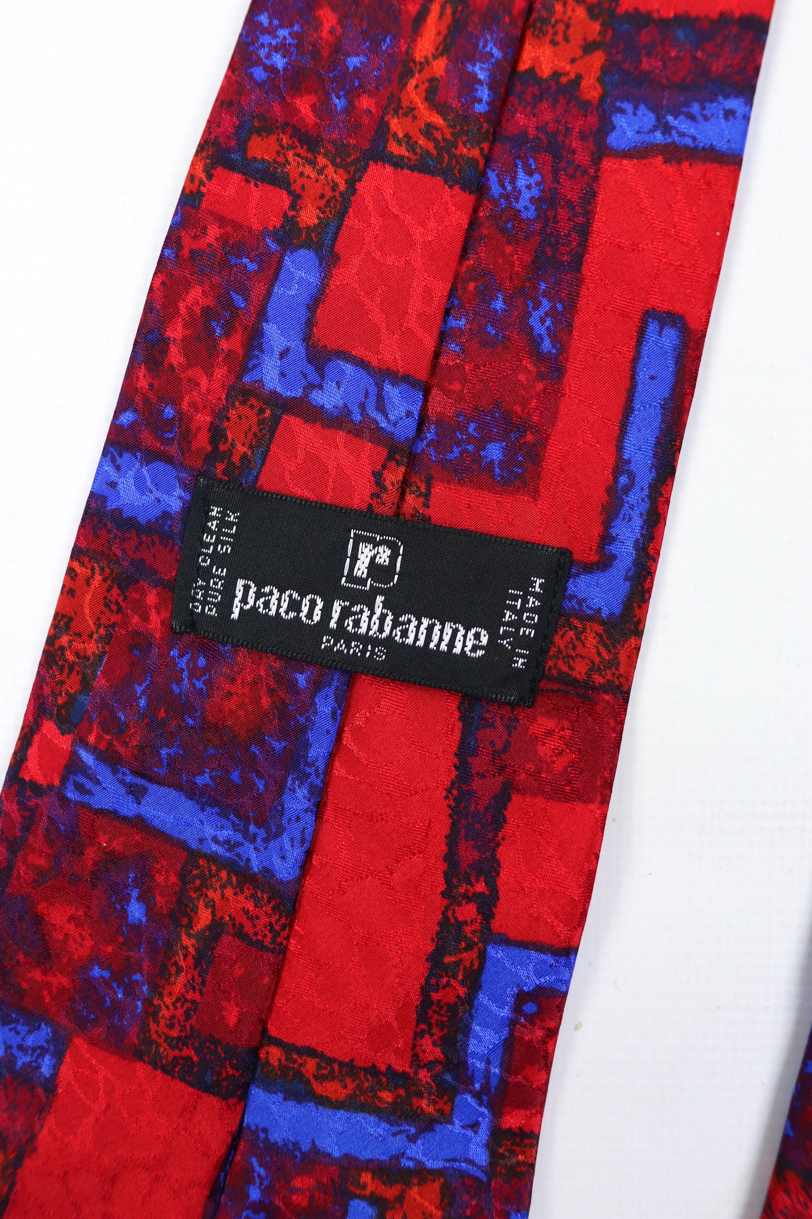 Designer Vintage Paco Rabanne Paris Abstract Graphics Silk Tie Size ONE SIZE - 8 Thumbnail