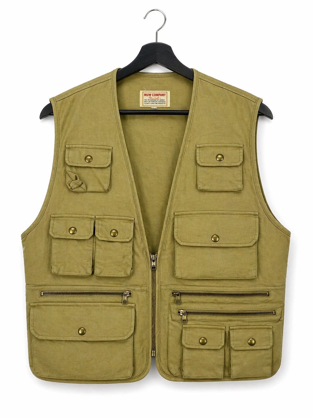 Japanese Brand Vintage MUW Company Khaki Vest Multi Pocket Fishing Outdoor Size US L / EU 52-54 / 3 - 1 Thumbnail