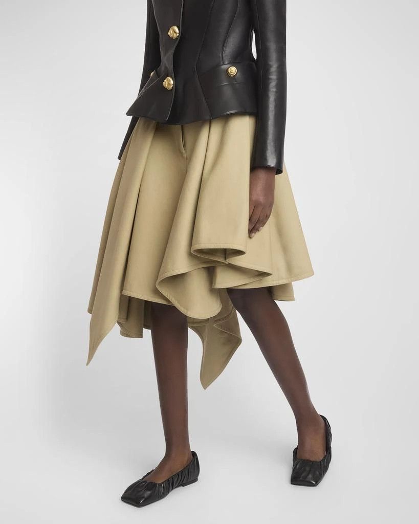 Balmain o1s1wg111025 Pleated Hi-Low Cotton Midi Skirt in Beige Size 28" / US 6 / IT 42 - 7 Thumbnail