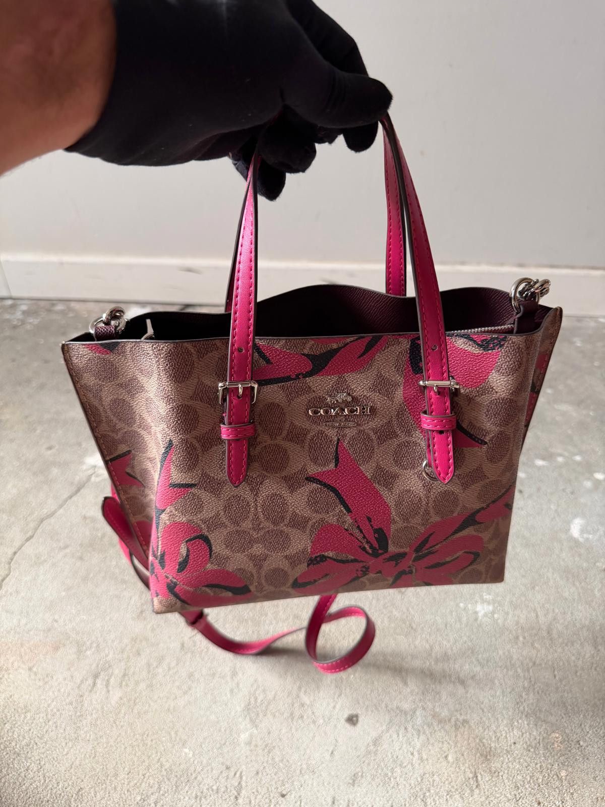 Coach Coach 2Way Signature Mollie 25 Ribbon Tote Bag Beige/Pink Size ONE SIZE - 5 Thumbnail