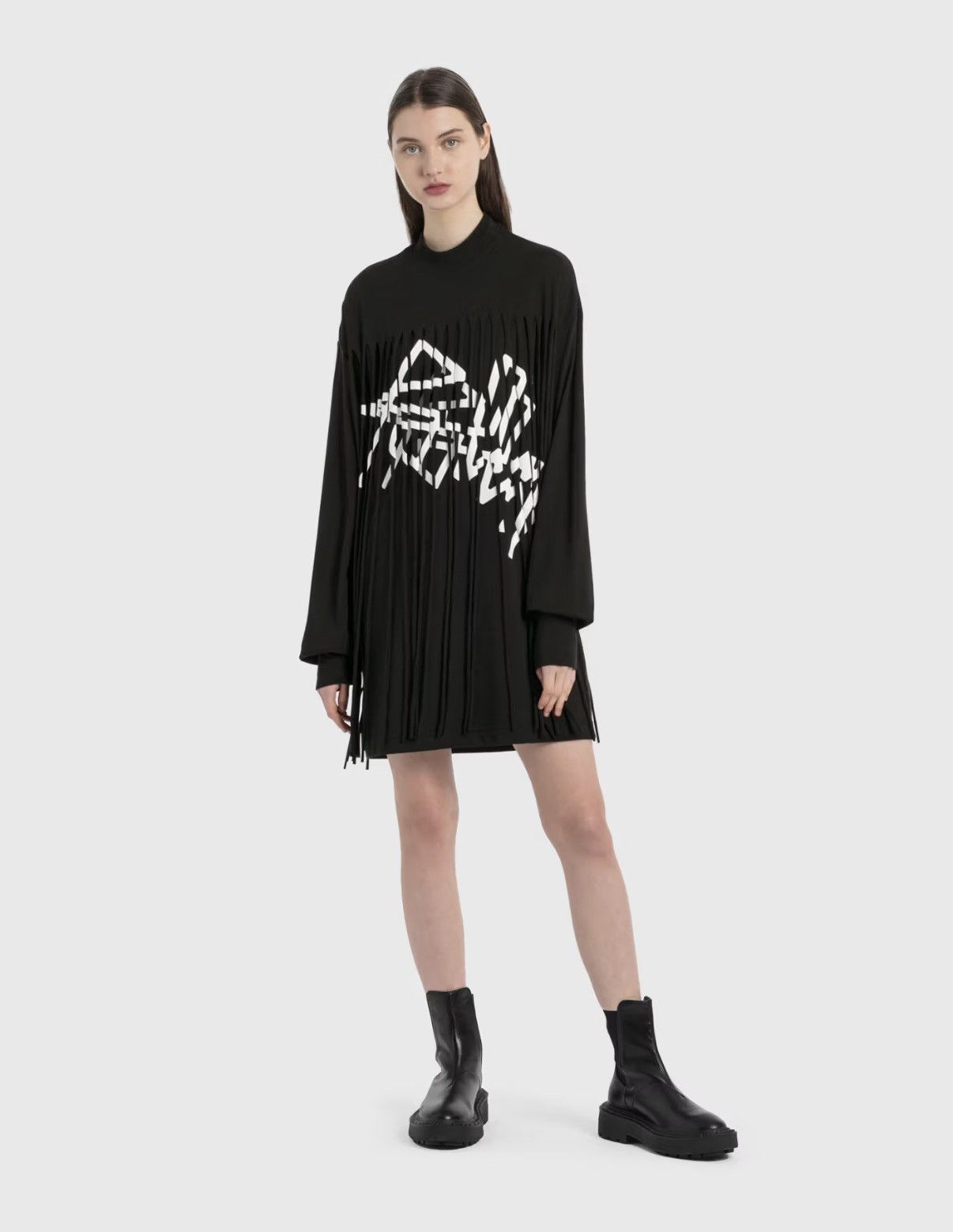 Palm Angels Palm Angels Black Fringed Dress Size S / US 4 / IT 40 - 1 Thumbnail
