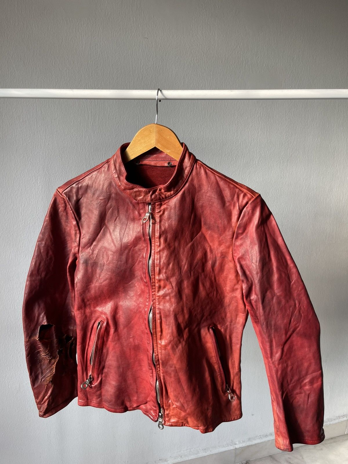 Isamu Katayama Backlash Isamu Katayama Backlash Red Leather Biker Jacket Size US XS / EU 42 / 0 - 2 Thumbnail