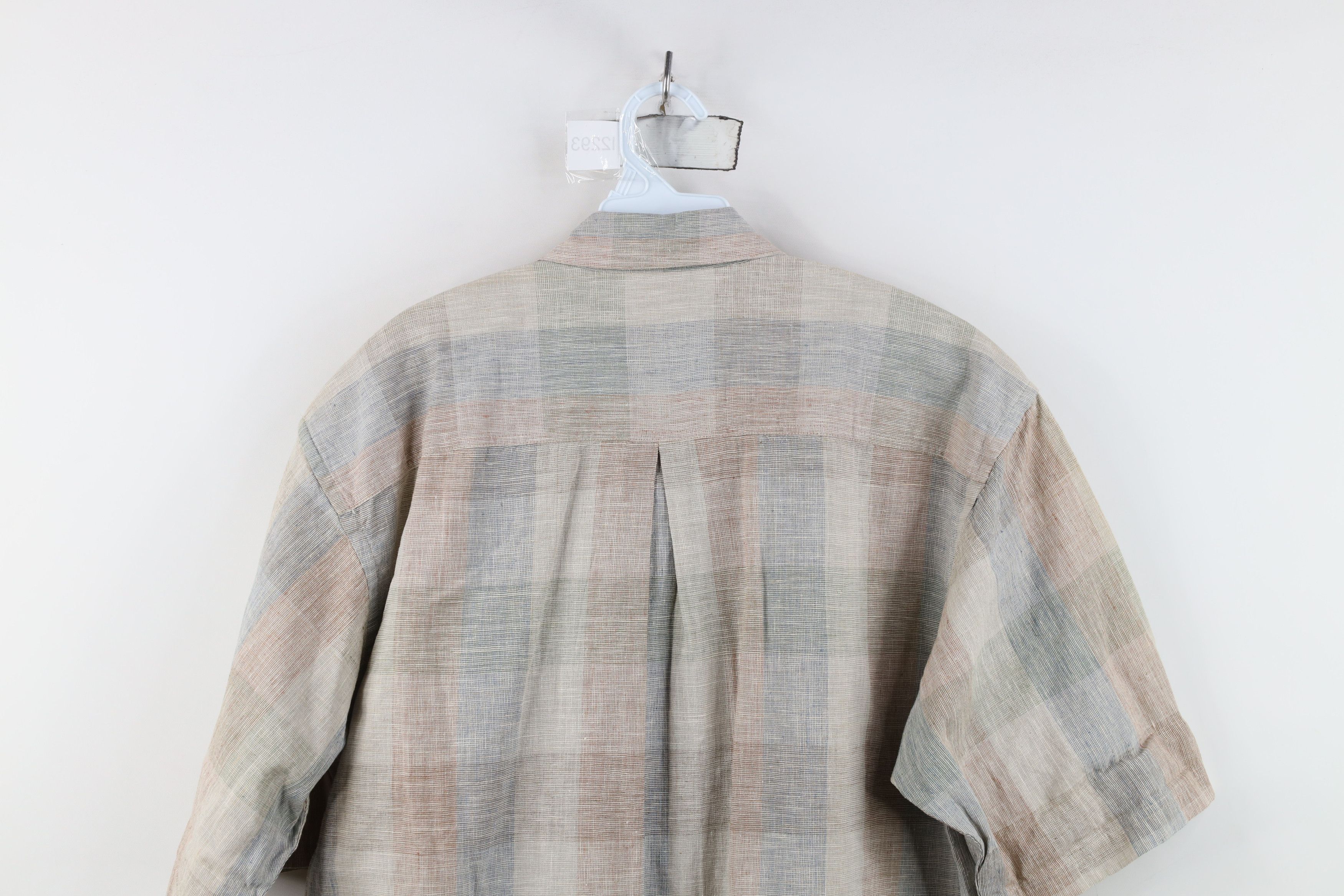 Vintage Vintage 90s Streetwear Checkered Linen Baggy Button Shirt Size US M / EU 48-50 / 2 - 11 Thumbnail