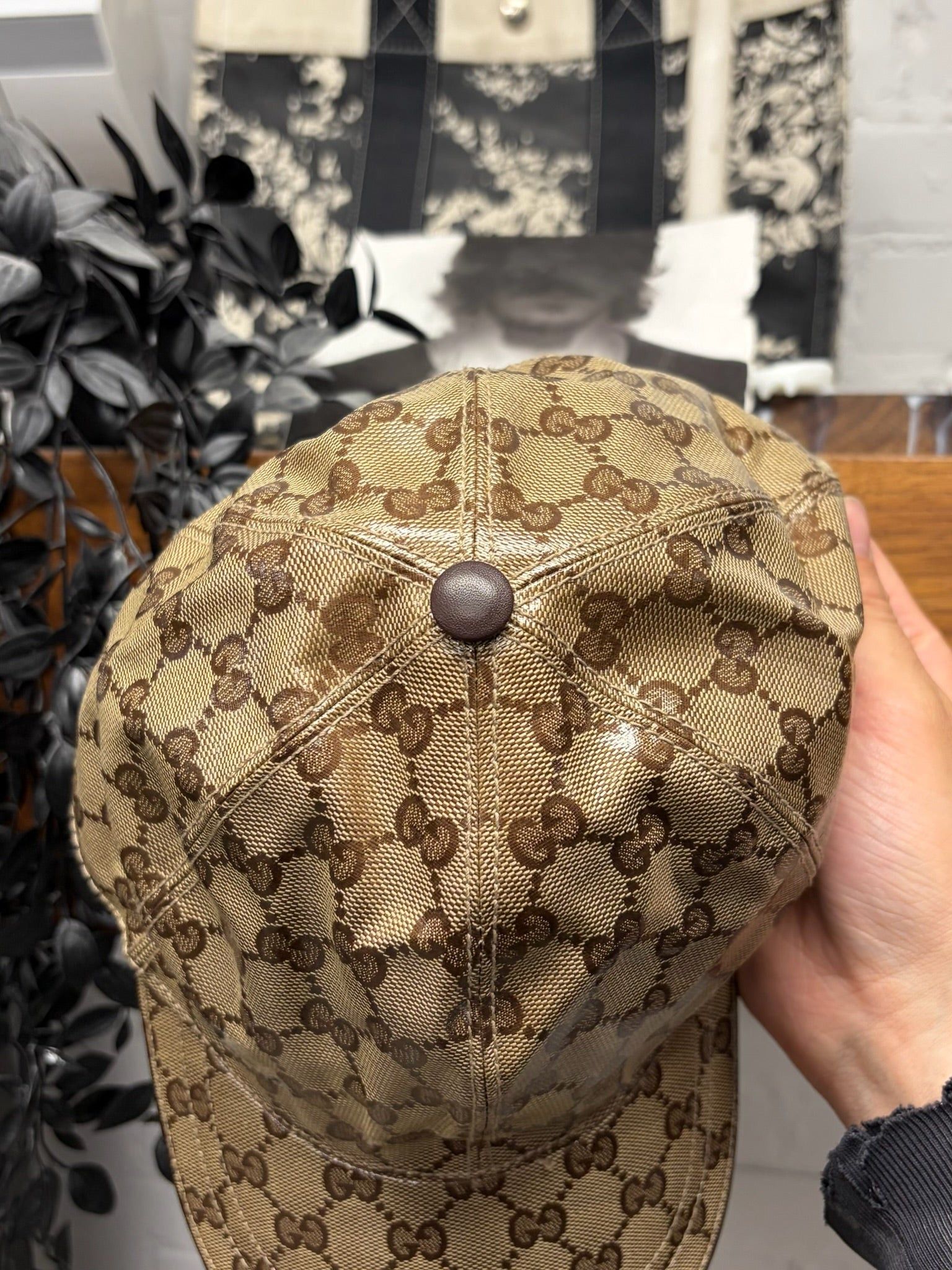 Gucci Gucci Coated Brown Canvas Leather Strap-Back Baseball Cap Size ONE SIZE - 3 Thumbnail