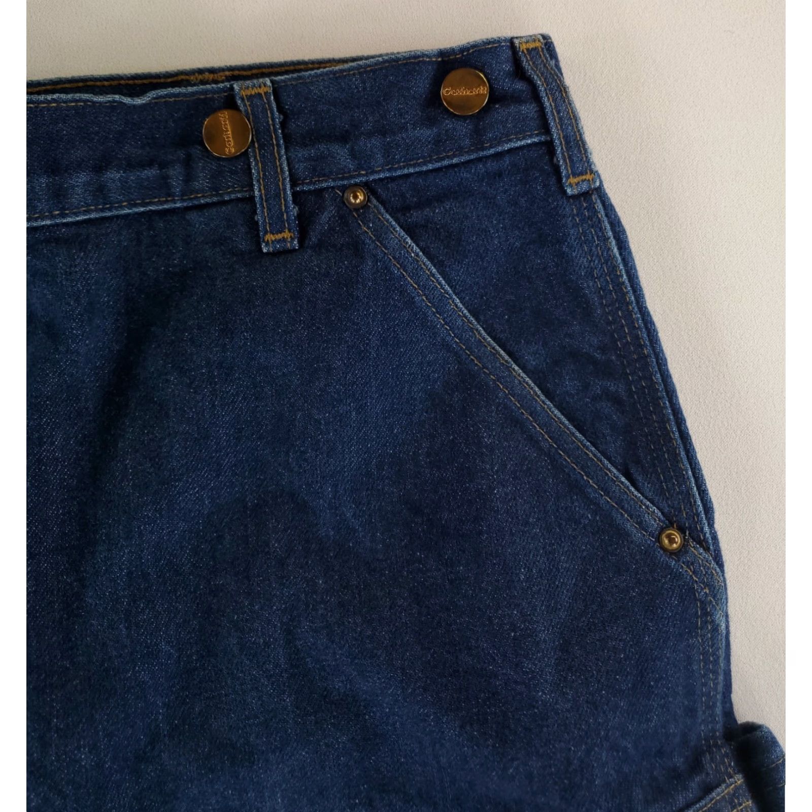 Carhartt VINTAGE Carhartt Jeans Double Knee VTG Blue Suspender Buttons Mens 48x31.5 Size US 32 / EU 48 - 6 Thumbnail