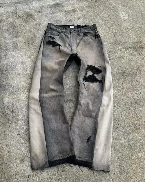 Jean Ishiguro x Yui Baggy Distressed Flared Jeans Size US 32 / EU 48 - 1 Thumbnail