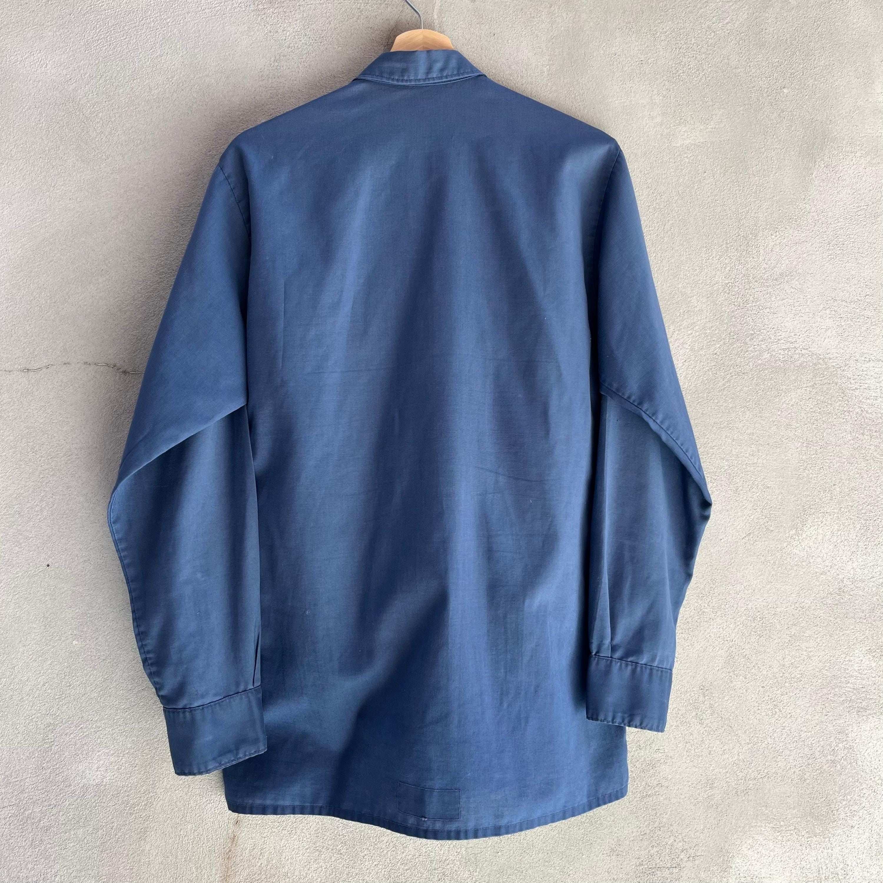 Vintage 70's USN Utility Blue Button Down Long Sleeve Shirt Size US L / EU 52-54 / 3 - 2 Thumbnail