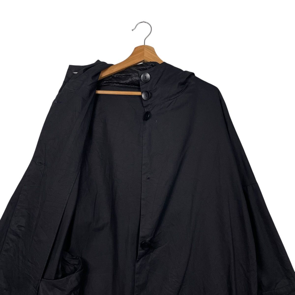 Antigua Antiqua Black Hooded Overcoat Size L / US 10 / IT 46 - 12 Thumbnail