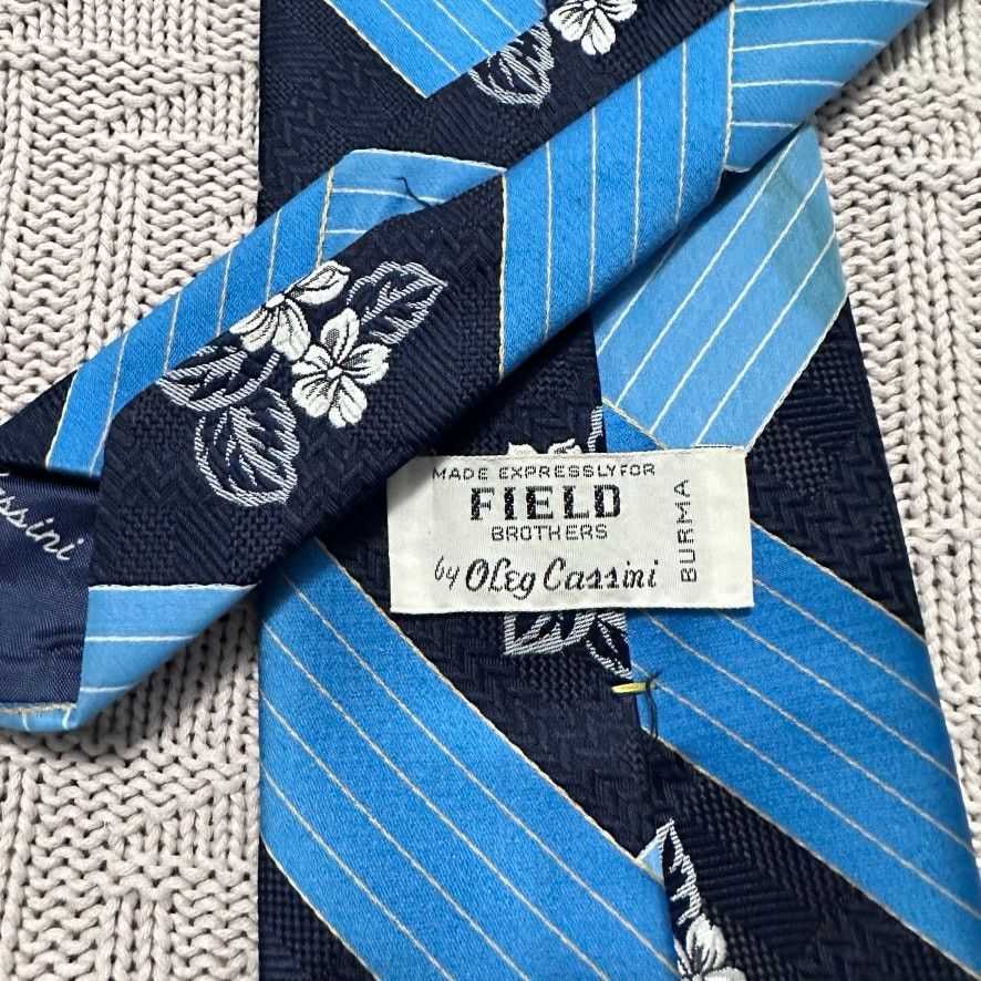 Oleg Cassini Vintage Oleg Cassini blue flower and stripe mens tie Size ONE SIZE - 3 Thumbnail