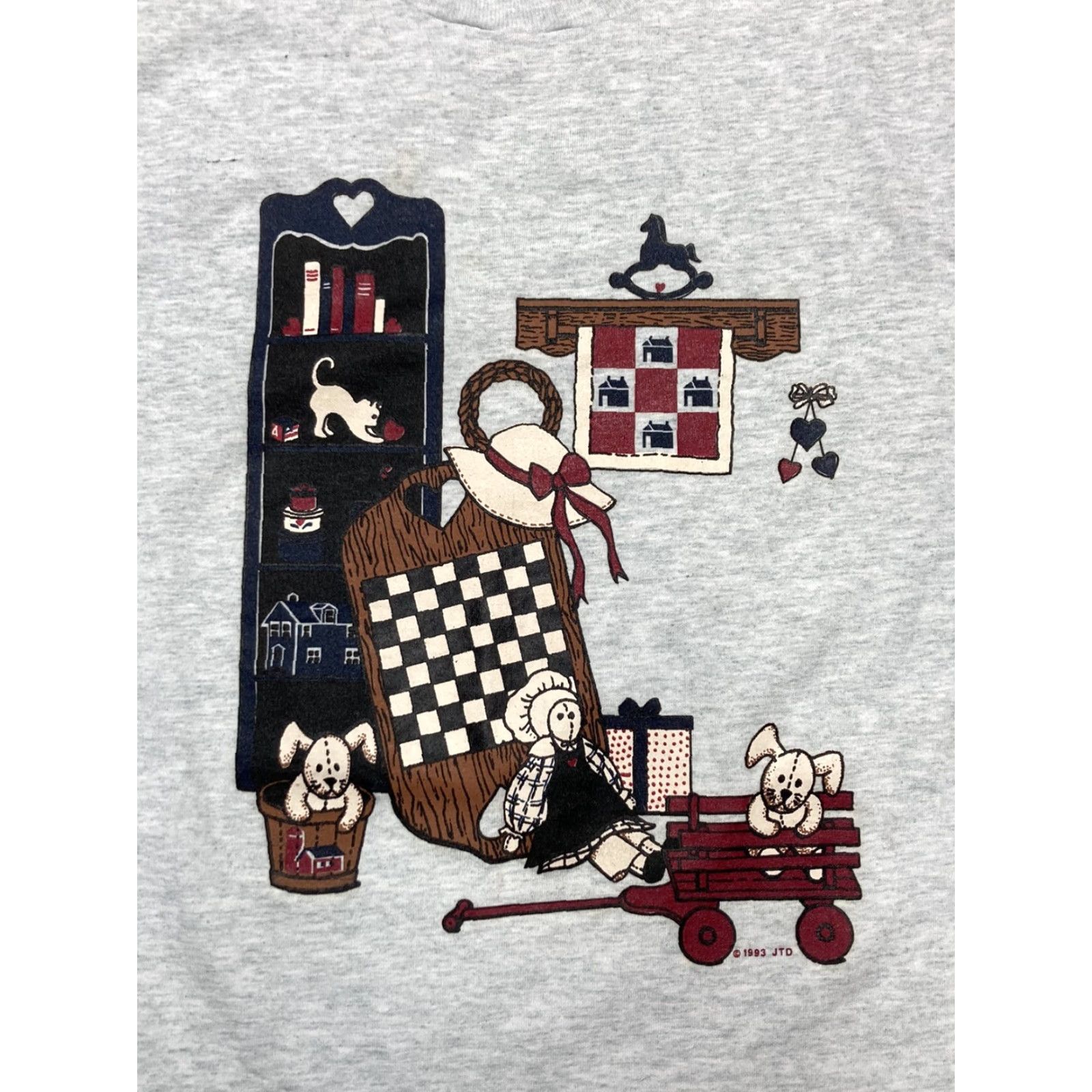 Vintage VINTAGE CAT T-SHIRT 90s Graphic Shirt Men L Gray Cats Kitten Teddy Bear Wagon Farm Granny Large Size US L / EU 52-54 / 3 - 2 Thumbnail