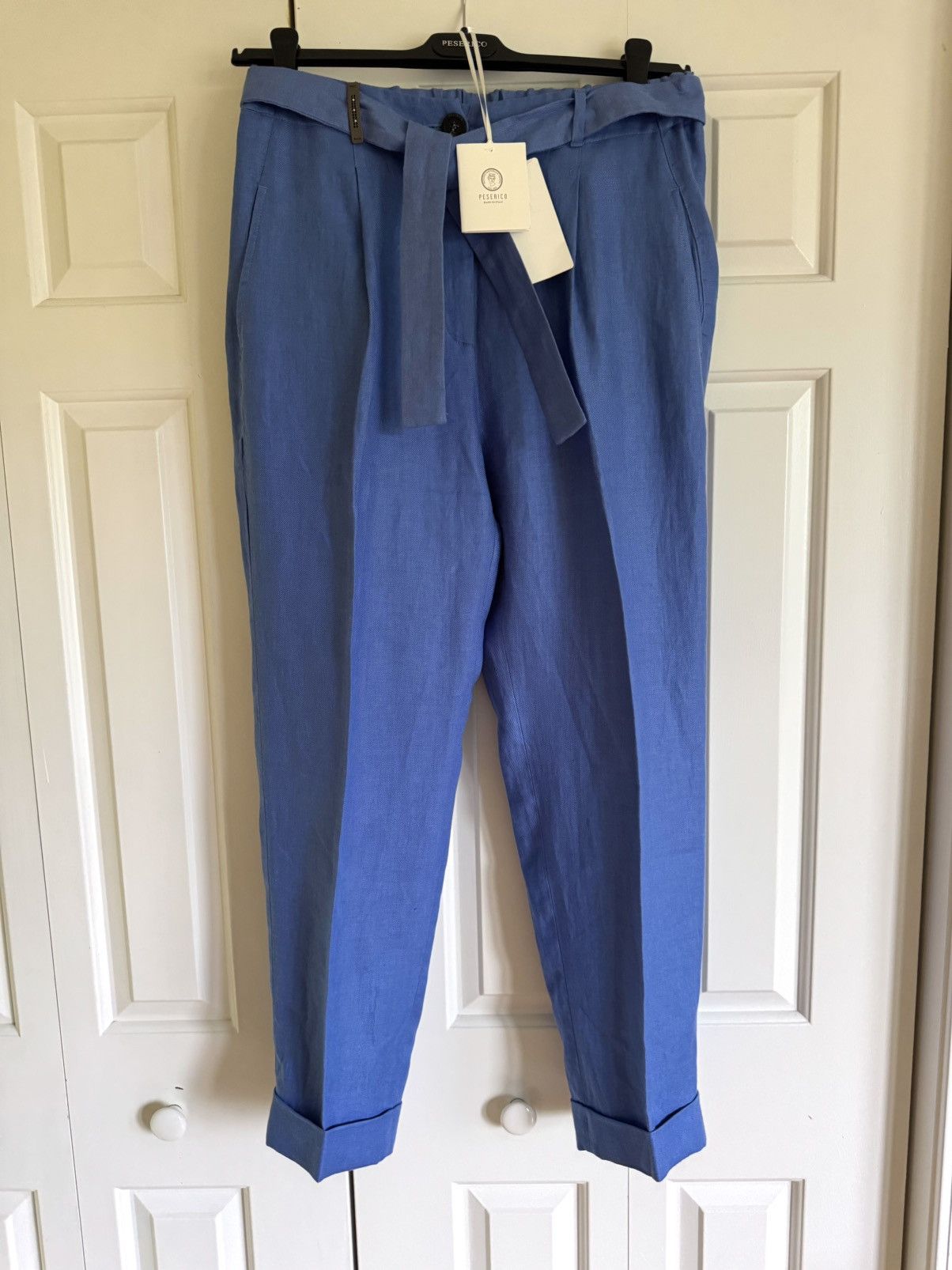 Peserico PESERICO Women Blue 100% Linen Pants 8/44 NWT Size 30" / US 8 / IT 44 - 1 Thumbnail