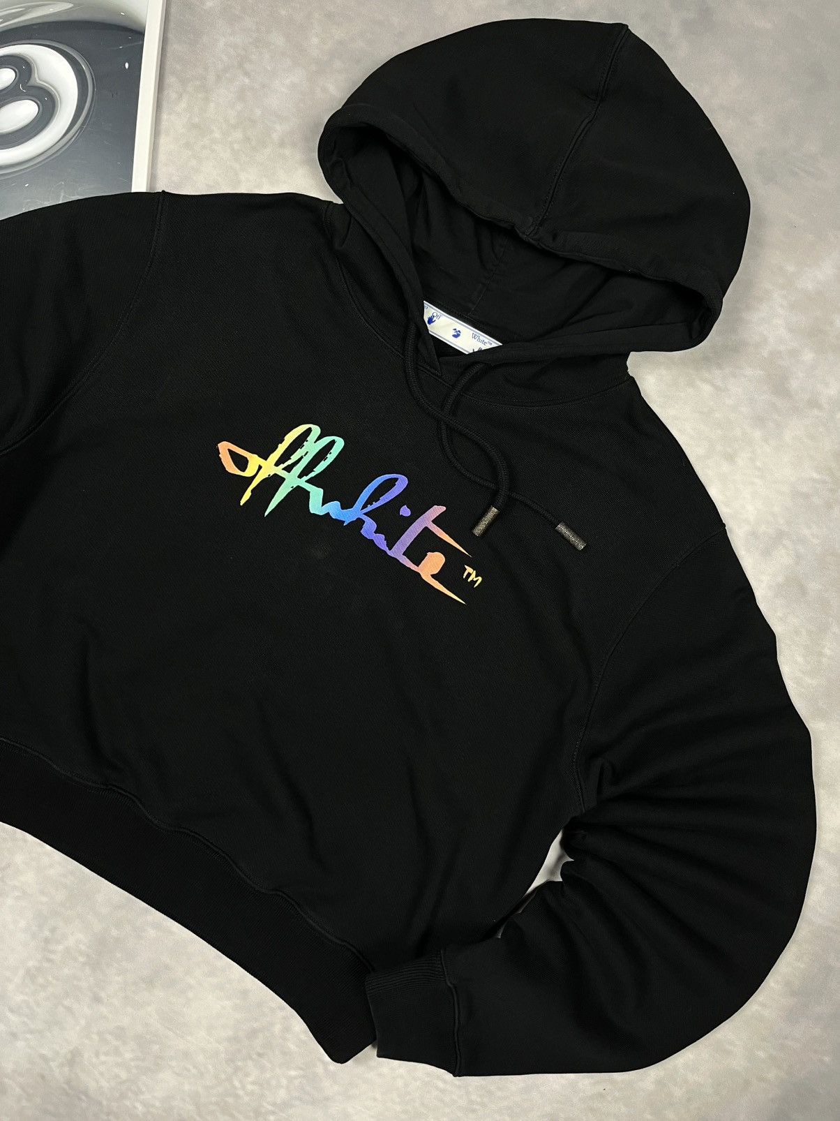 Off-White Off-White Rainbow Gradient Script Logo Cropped Hoodie XS Size XS / US 0-2 / IT 36-38 - 1 Thumbnail