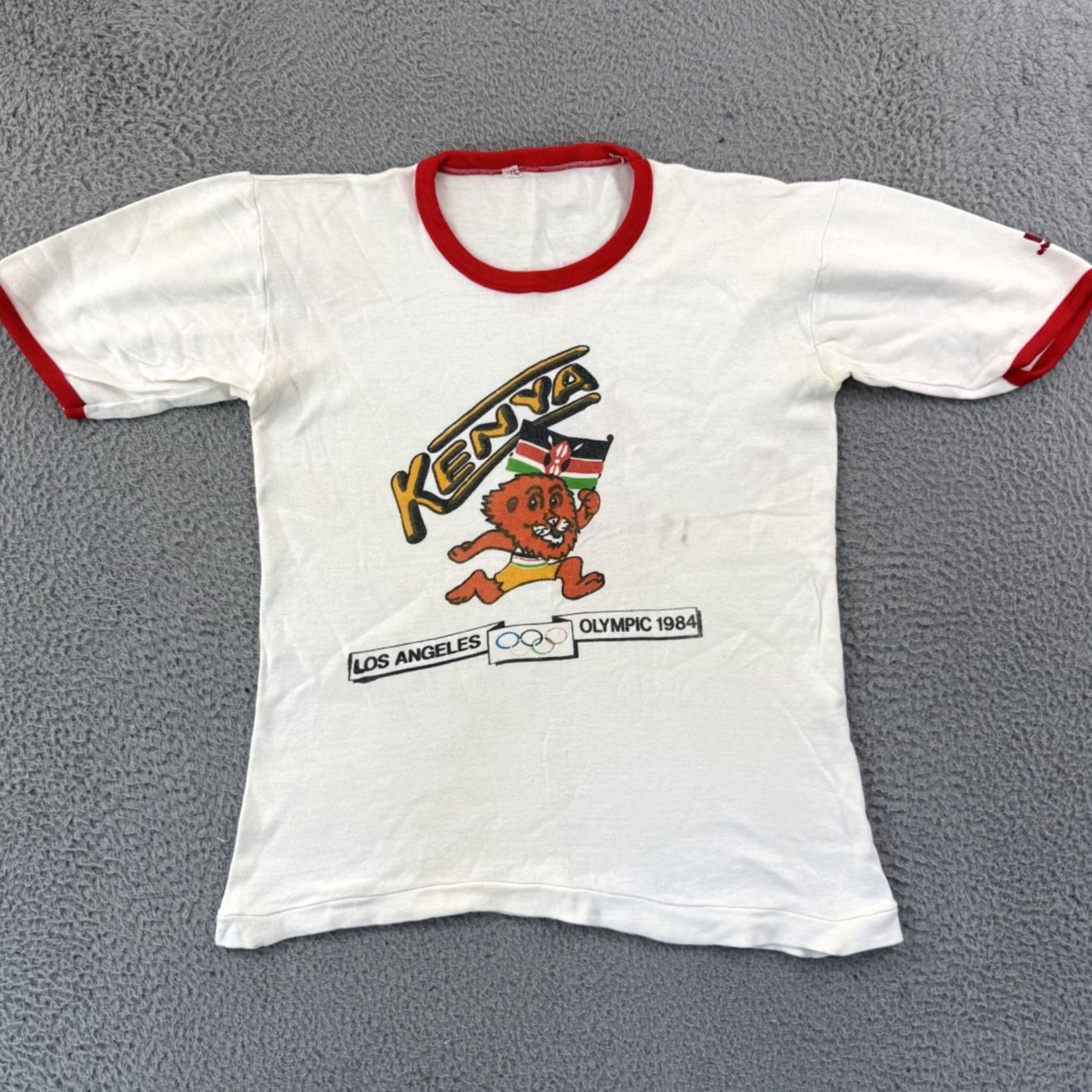 Vintage VINTAGE Olympics Shirt Mens M Ringer 80s USA Logo Graphic Print White Short Sleeve 1984 Los Angeles Sports Size US M / EU 48-50 / 2 - 2 Thumbnail