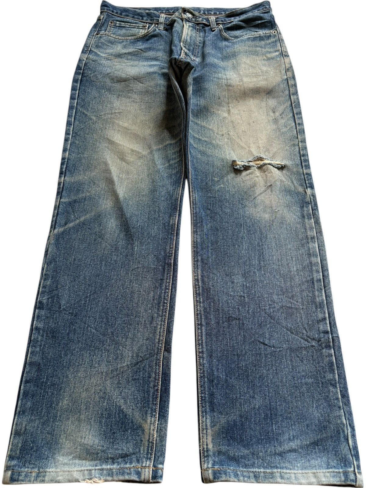 Edwin Vintage Edwin Mud Wash Distressed Ripped Loose Jeans Size US 34 / EU 50 - 1 Thumbnail
