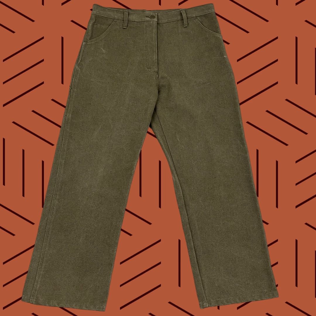 Artemesia Pants Adult L 34 x 27 Brown Thick Canvas Cotton Carpenter Wide Leg USA Pants