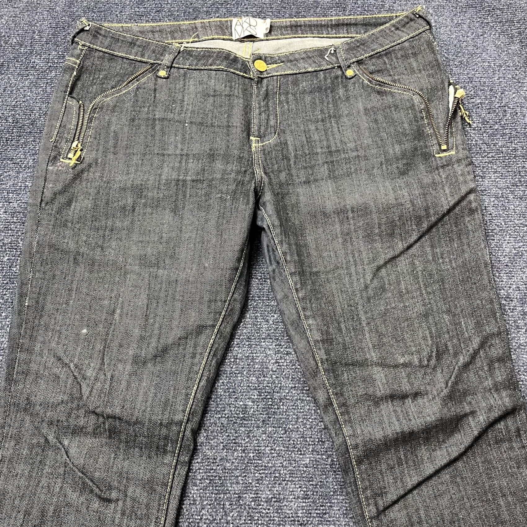 Denime Y2K AKDMKS Jeans Mens 38 x 32 Dark Wash Slim Straight Denim Zip Pockets Blue Size US 38 / EU 54 - 2 Thumbnail