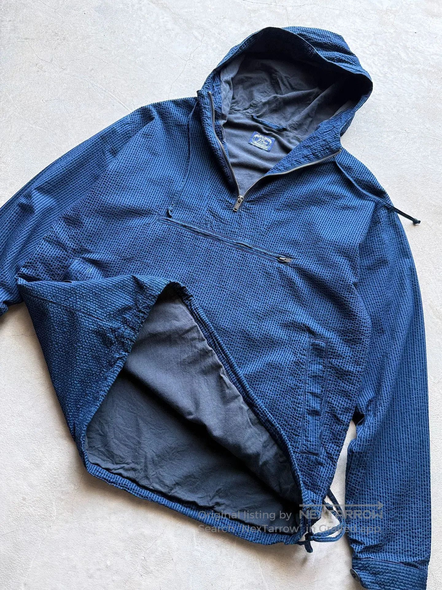 Vintage Vintage 90s J Crew Indigo Seersucker Anorak. Size US L / EU 52-54 / 3 - 7 Thumbnail