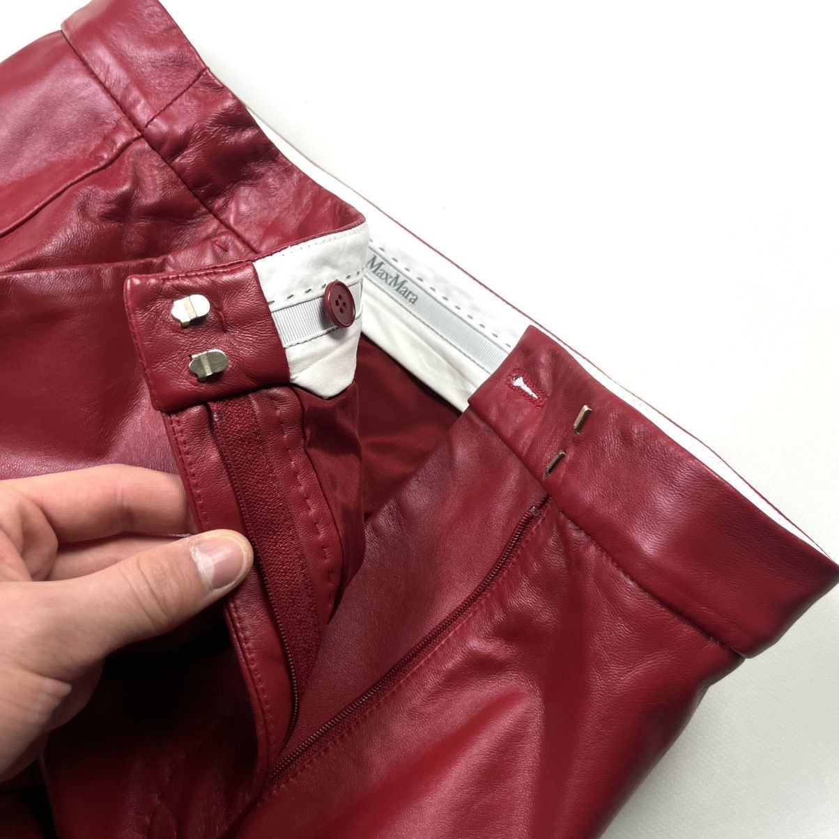 Max Mara RRP 695 $ Max Mara LACUNA Women's Leather Shorts Red Size 32" / US 10 / IT 46 - 3 Thumbnail