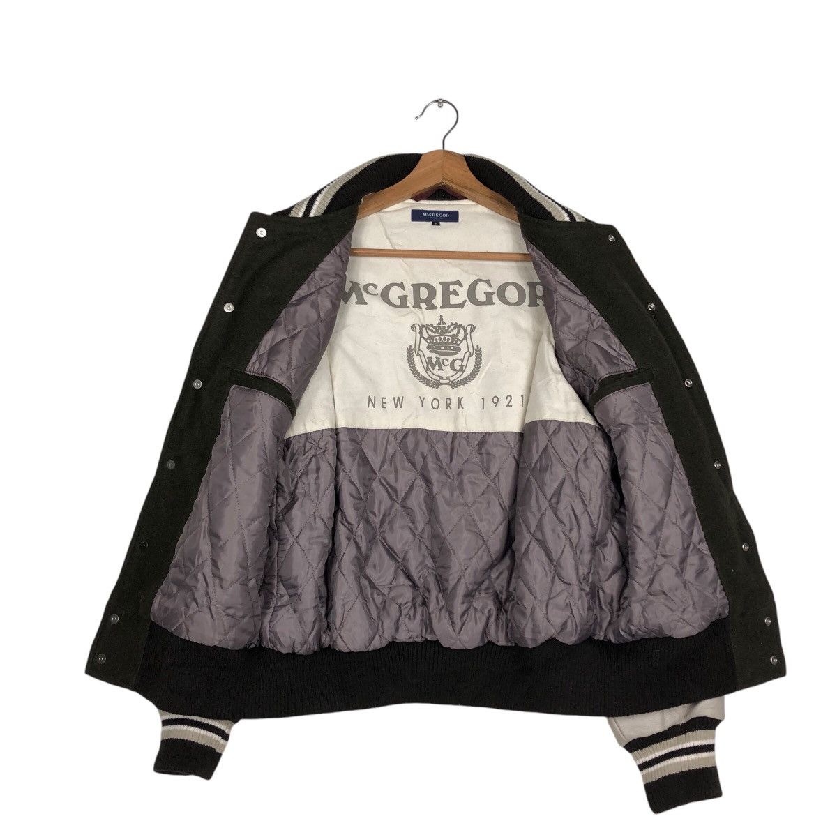 Japanese Brand 📌Vintage Bomber Varsity Jacket Leather Mc Gregor Big Logo Size US M / EU 48-50 / 2 - 14 Thumbnail