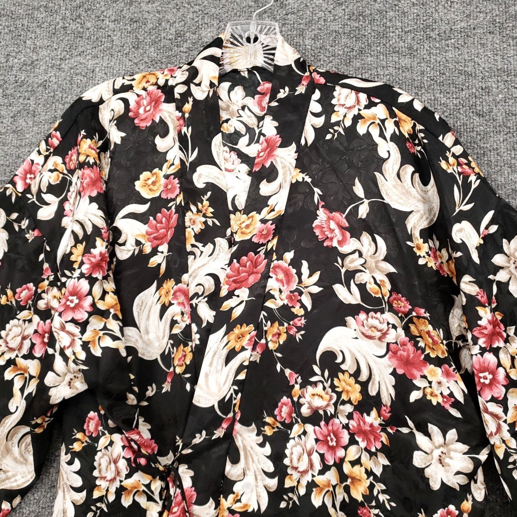 Vintage VINTAGE LA Intimates Robe Womens XL Black Floral Kimono Waist Tie Long Sleeve Size XL / US 12-14 / IT 48-50 - 3 Thumbnail