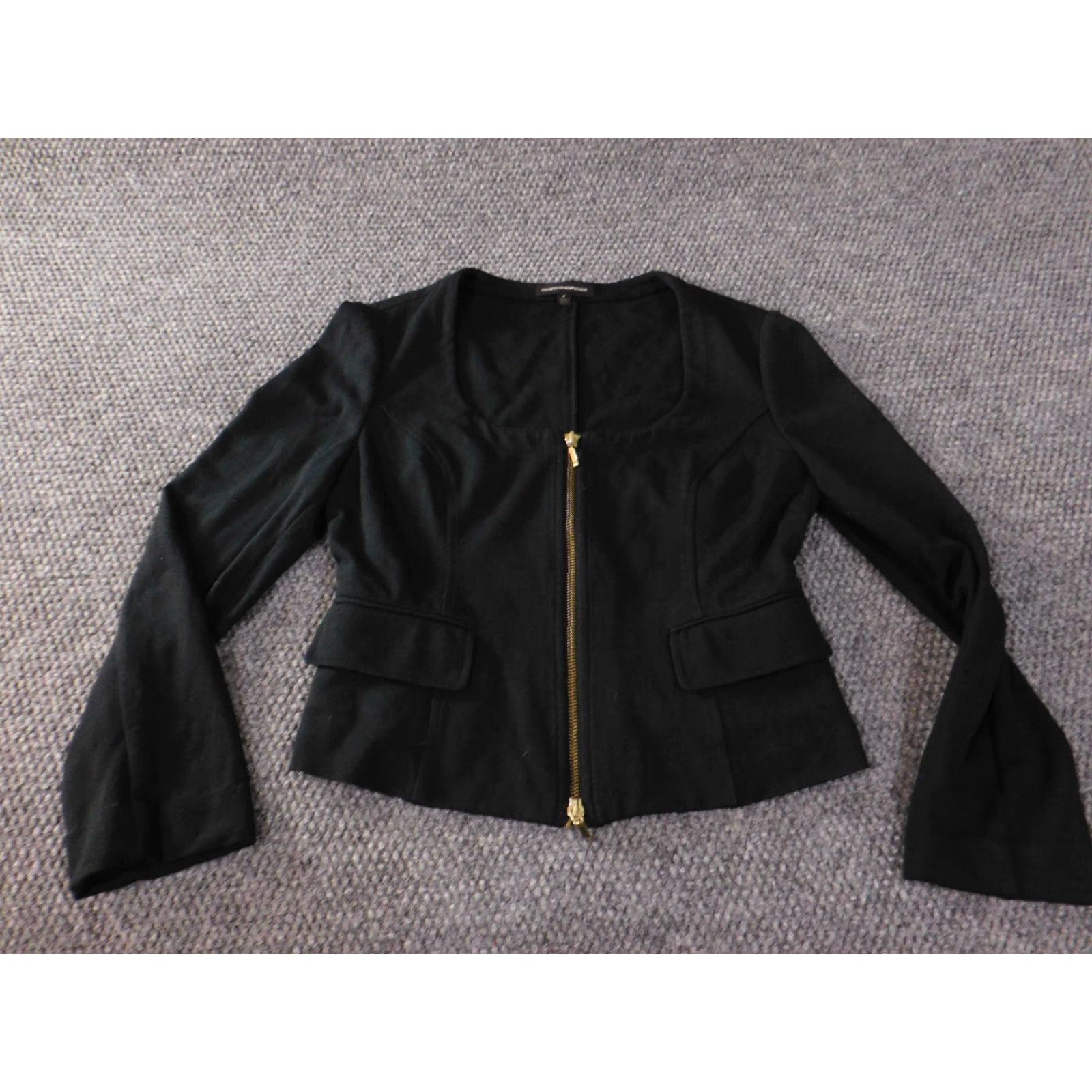 Express Express Womens Jacket 4 Black Nylon Rayon Zip Stretch Classic Design Studio casual new title Size S / US 4 / IT 40 - 2 Thumbnail