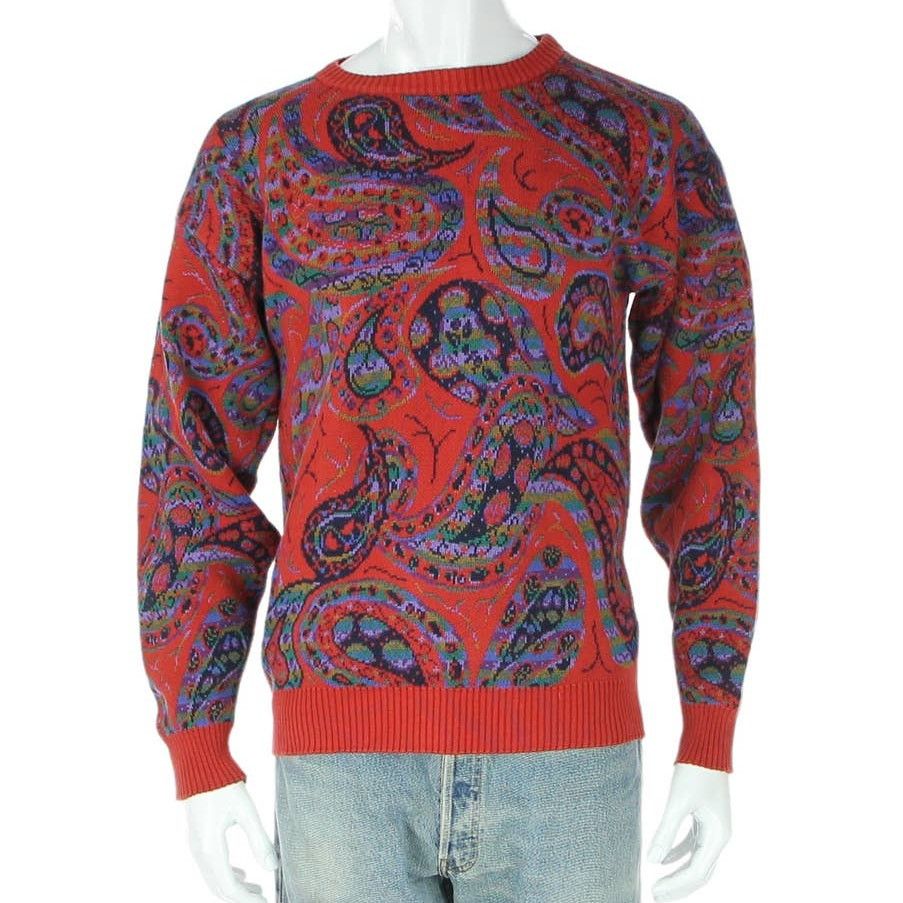 Vintage USA Knit Paisley Hipster Mod Retro Festival Sweater