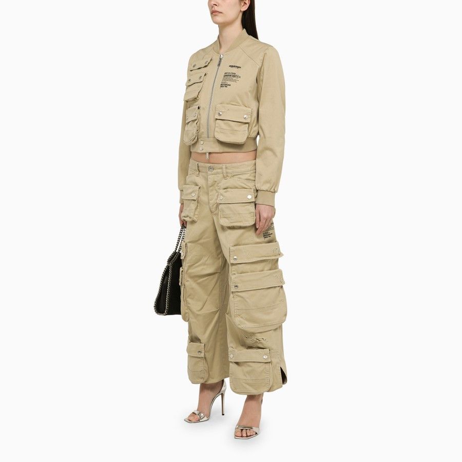 Dsquared2 o1d2blof0824 Multi-pocket Cargo Trousers in Beige Size 26" / US 2 / IT 38 - 2 Thumbnail