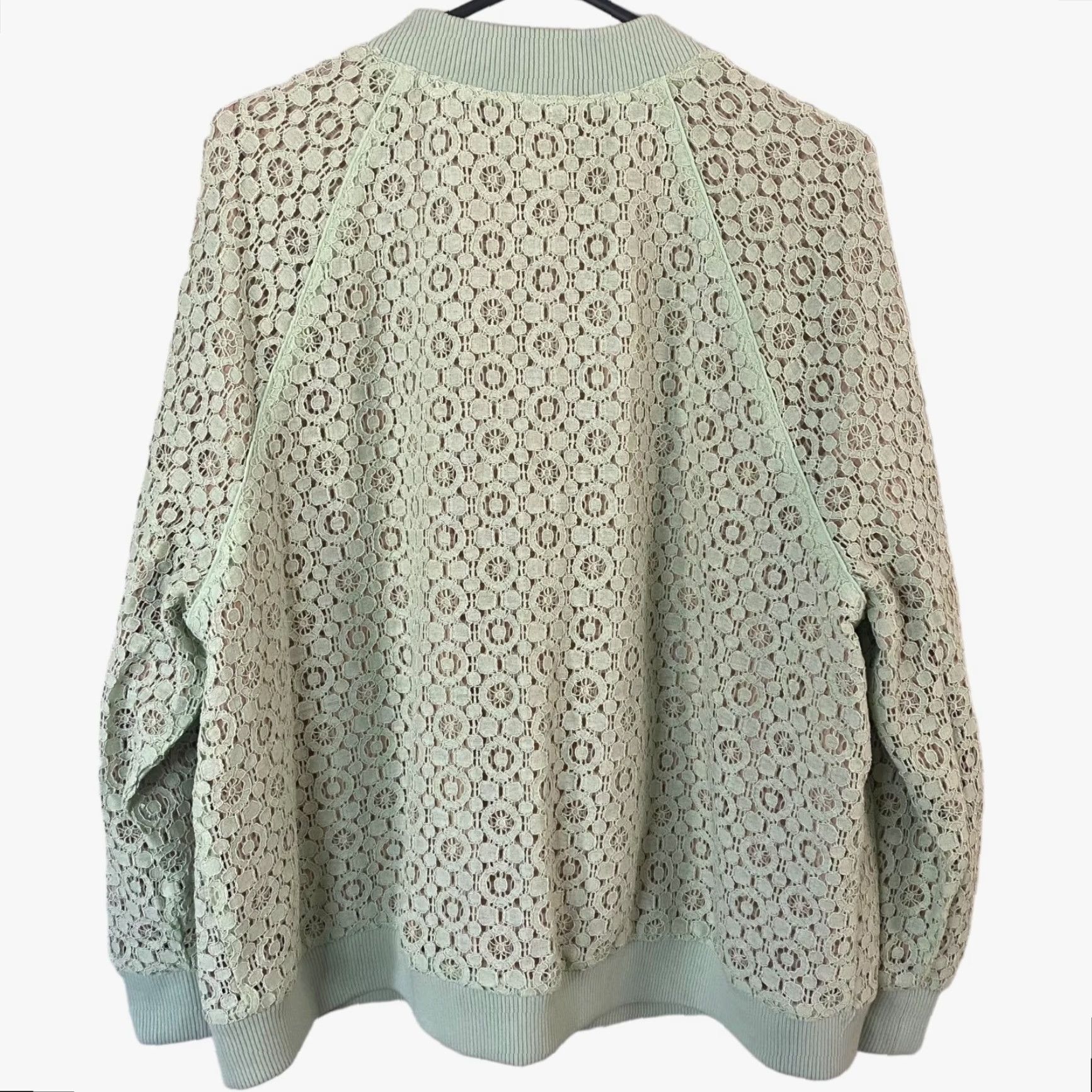 Victoria Beckham Victoria Beckham Mint Green Lace Bomber Jacket Women's 2XL Full Zip Short Sleeve Casual Fashion Size XXL / US 16-18 / IT 52-54 - 3 Thumbnail