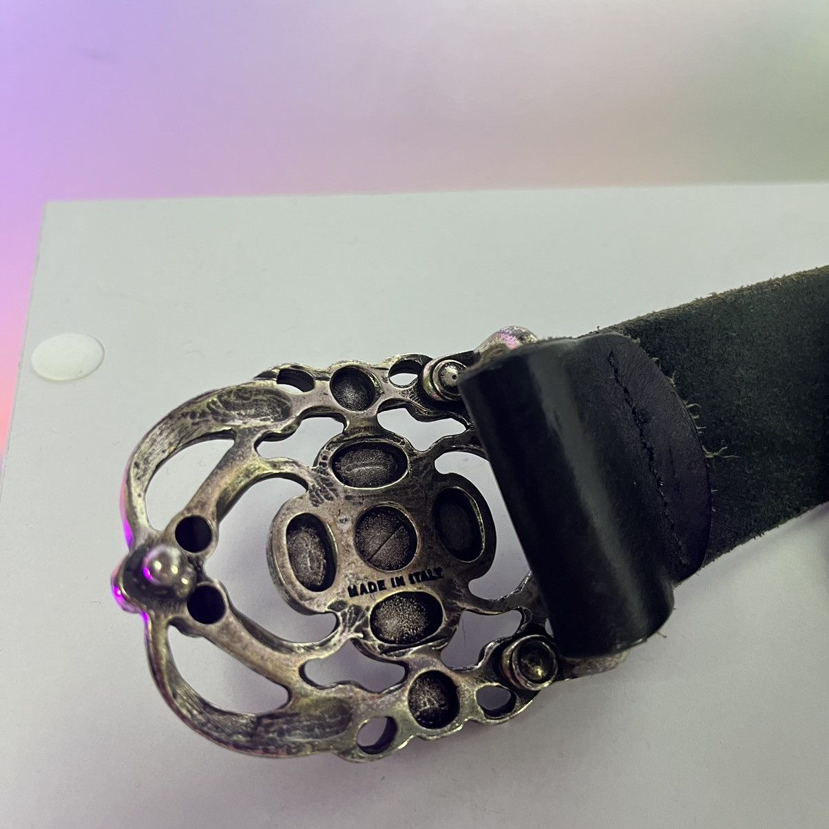 Bogner × Leather VINTAGE Bogner Leather Fire+Ice Black Opium big buckle Belt Size ONE SIZE - 5 Thumbnail
