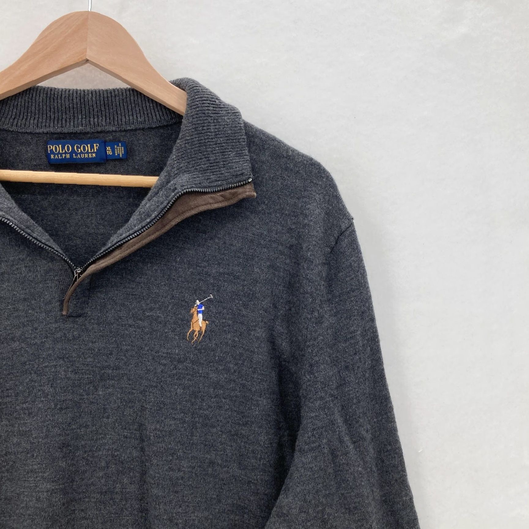 Polo Ralph Lauren Polo Ralph Lauren Sweater Mens XL Gray Merino Wool 1/4 Zip Polo Pony Golf Sweater Mens Size US XL / EU 56 / 4 - 2 Thumbnail
