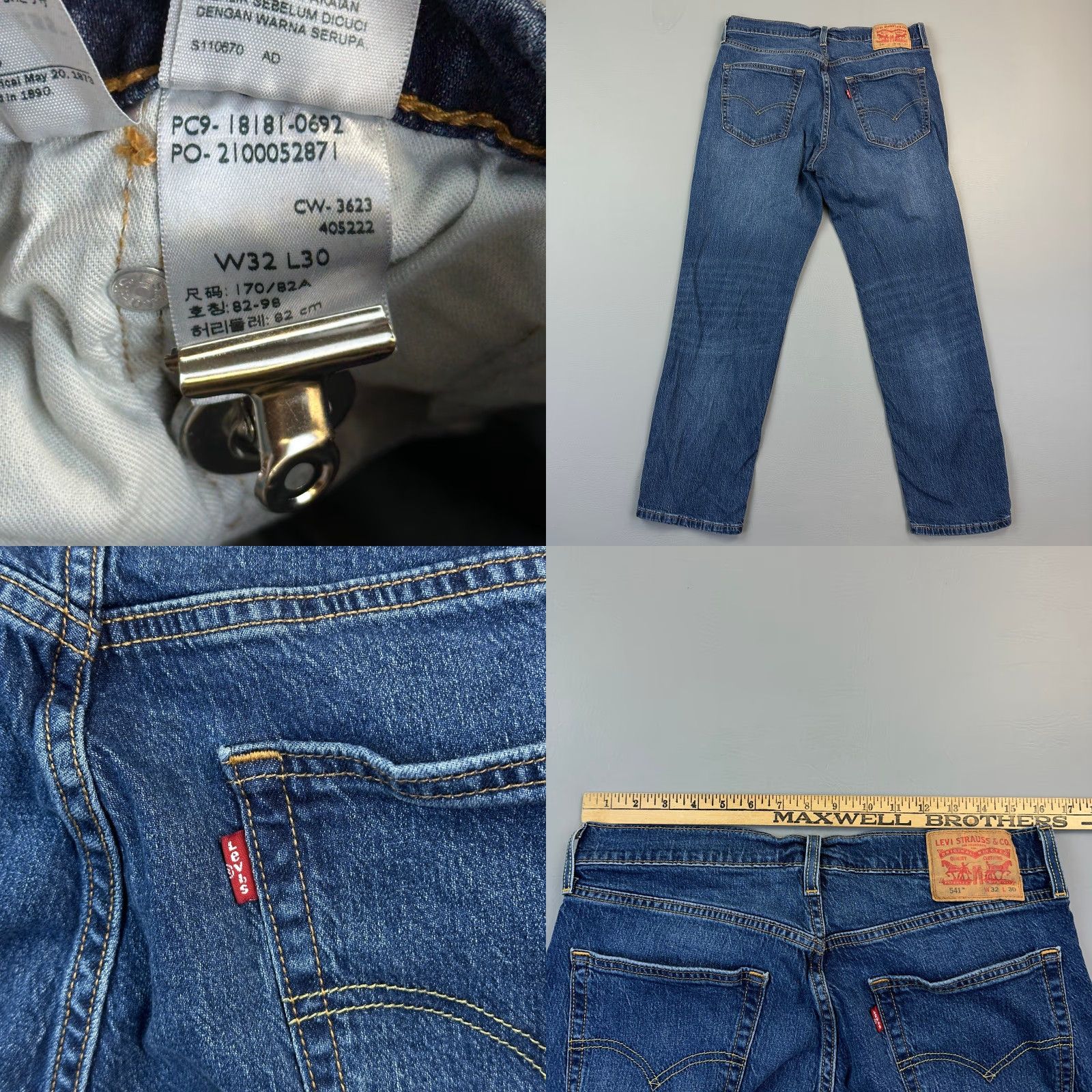Levi's Levi's 541 Jeans Mens 32x30 Blue Dark Wash Denim Athletic Taper Stretch Casual Jeans Mens 32 Blue Dark Wash 90s Retro USA Size US 32 / EU 48 - 8 Thumbnail