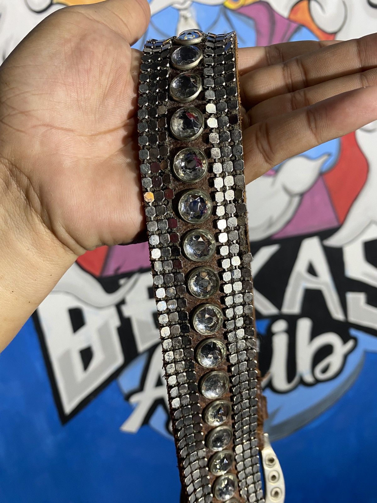 Vintage Vintage belts y2k rhinestone leather Size ONE SIZE - 5 Thumbnail